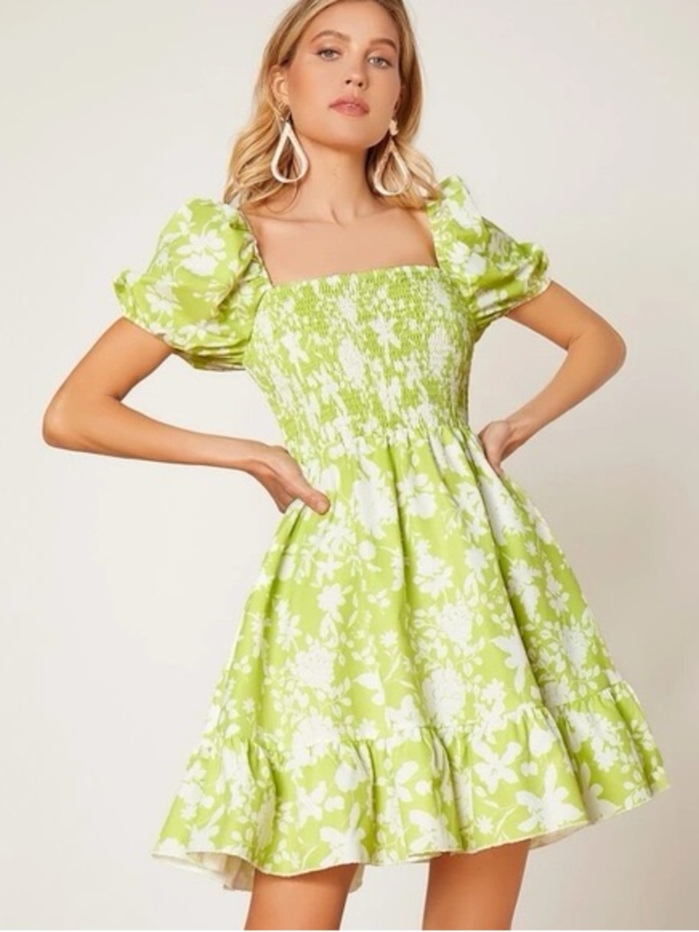 SHEIN Puff Sleeve Floral Dress